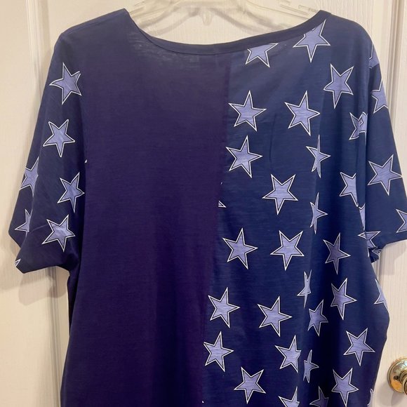 Plus Size Blue Shirt with Stars- Great for Football Season - Picture 5 of 5